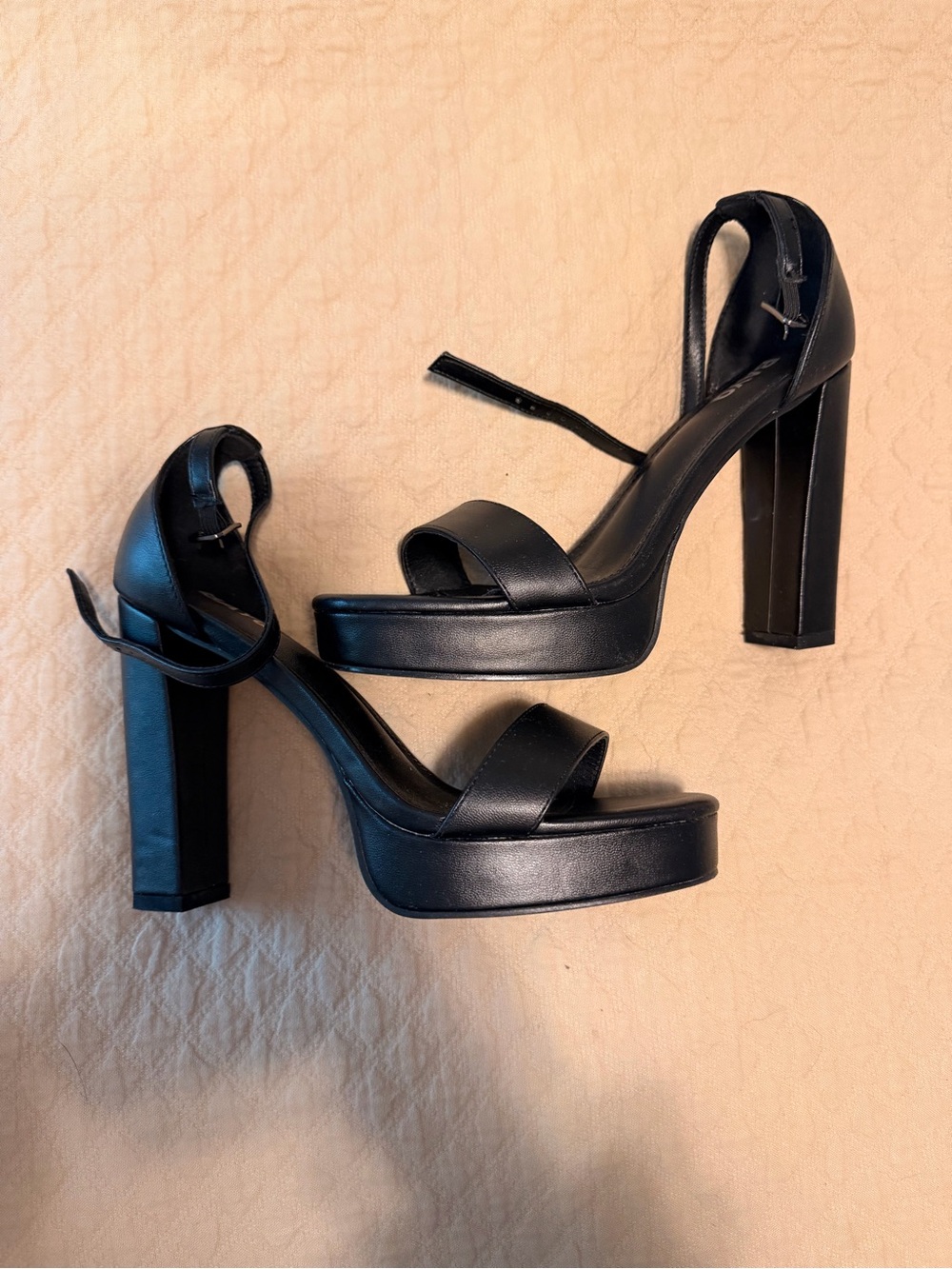 Sleek Black Strappy Block Heel Sandals